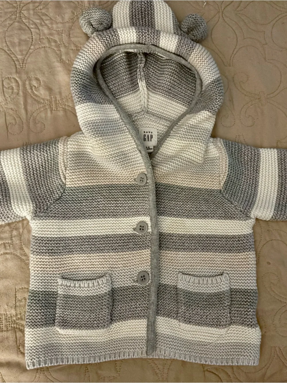 BabyGap Striped Bear Ear Unisex Cardigan 3-6 months
